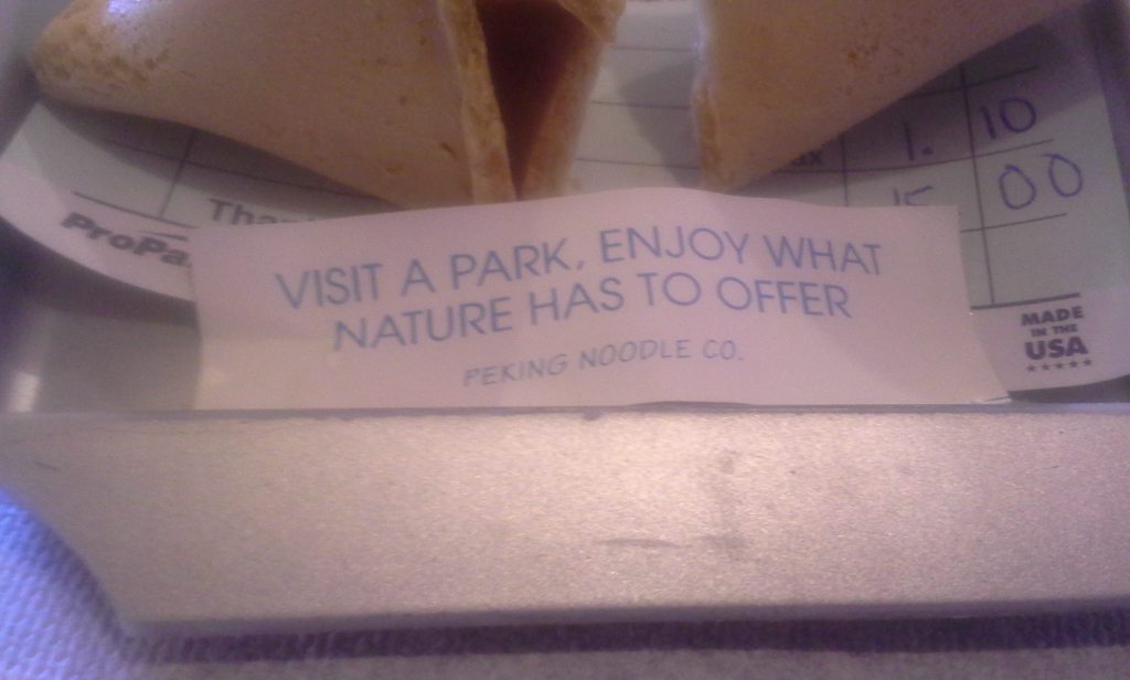 Mensaje de la galleta de la suerte en el restaurante Yin Yang en Santa Fe, mayo de 2015. Foto por Yaisha Vargas, ©2015